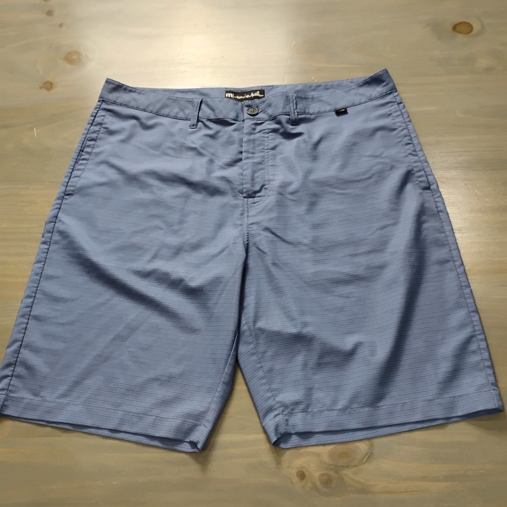 Travis Mathew Golf Shorts Mens 38 Blue Blue Stripes Performance Stretch  Bermuda